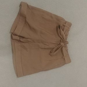Tan High Rise Shorts